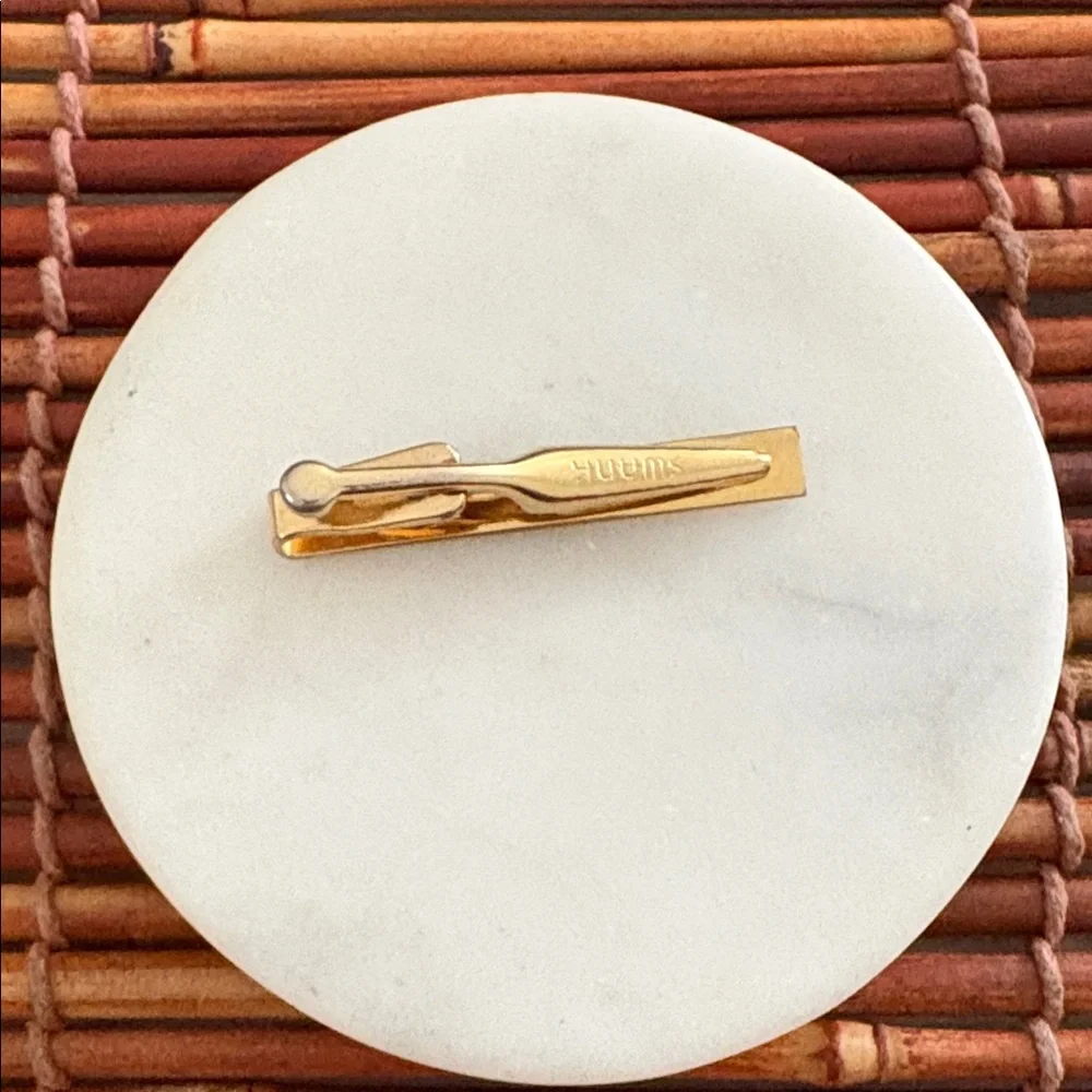 SWANK Gold Tone Textured Tie Clip